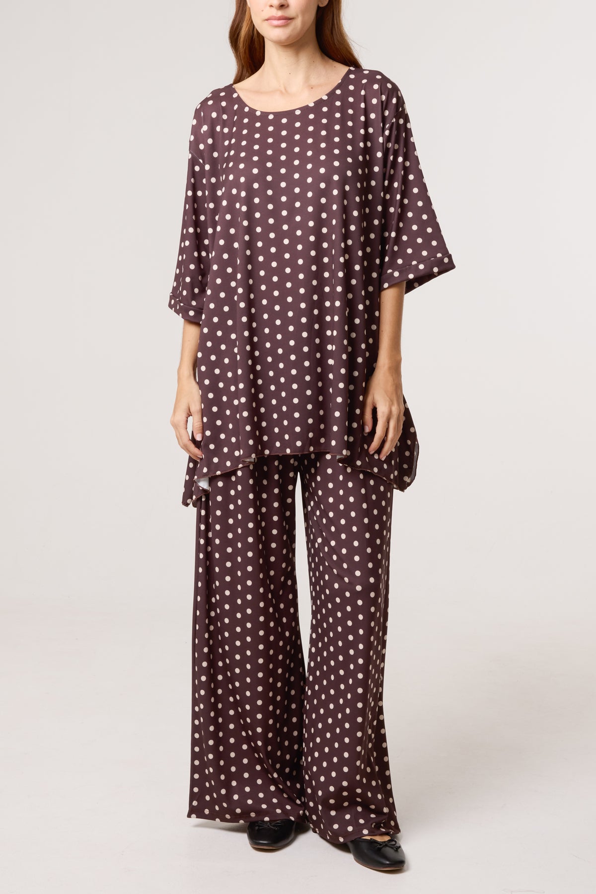Polka Dot Jersey Top & Trousers Set