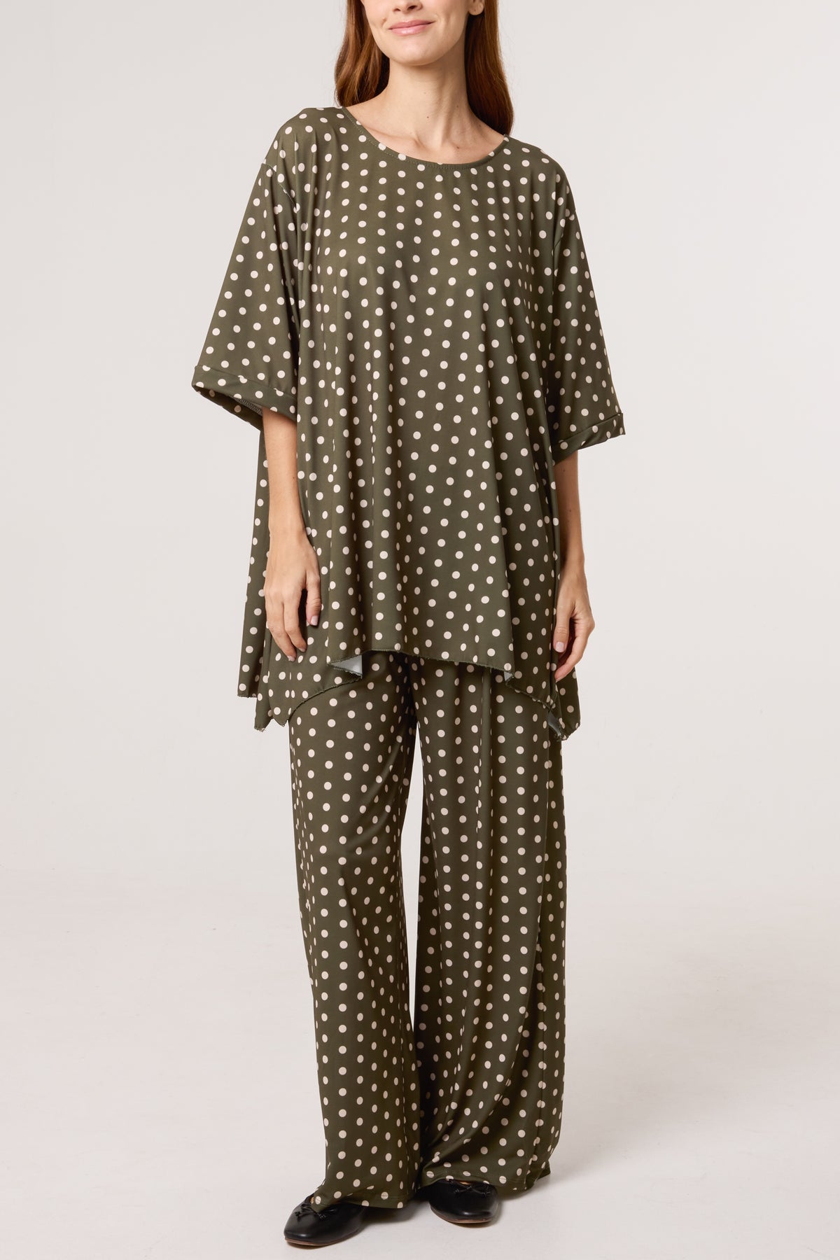 Polka Dot Jersey Top & Trousers Set