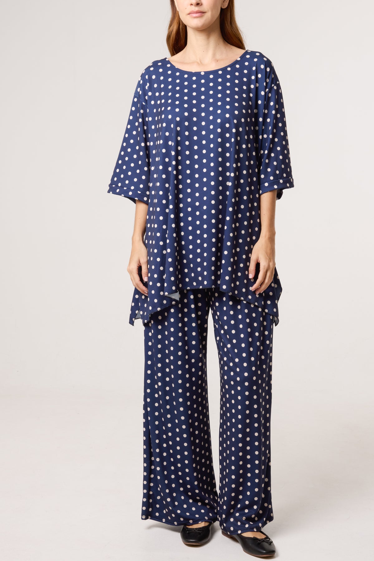 Polka Dot Jersey Top & Trousers Set