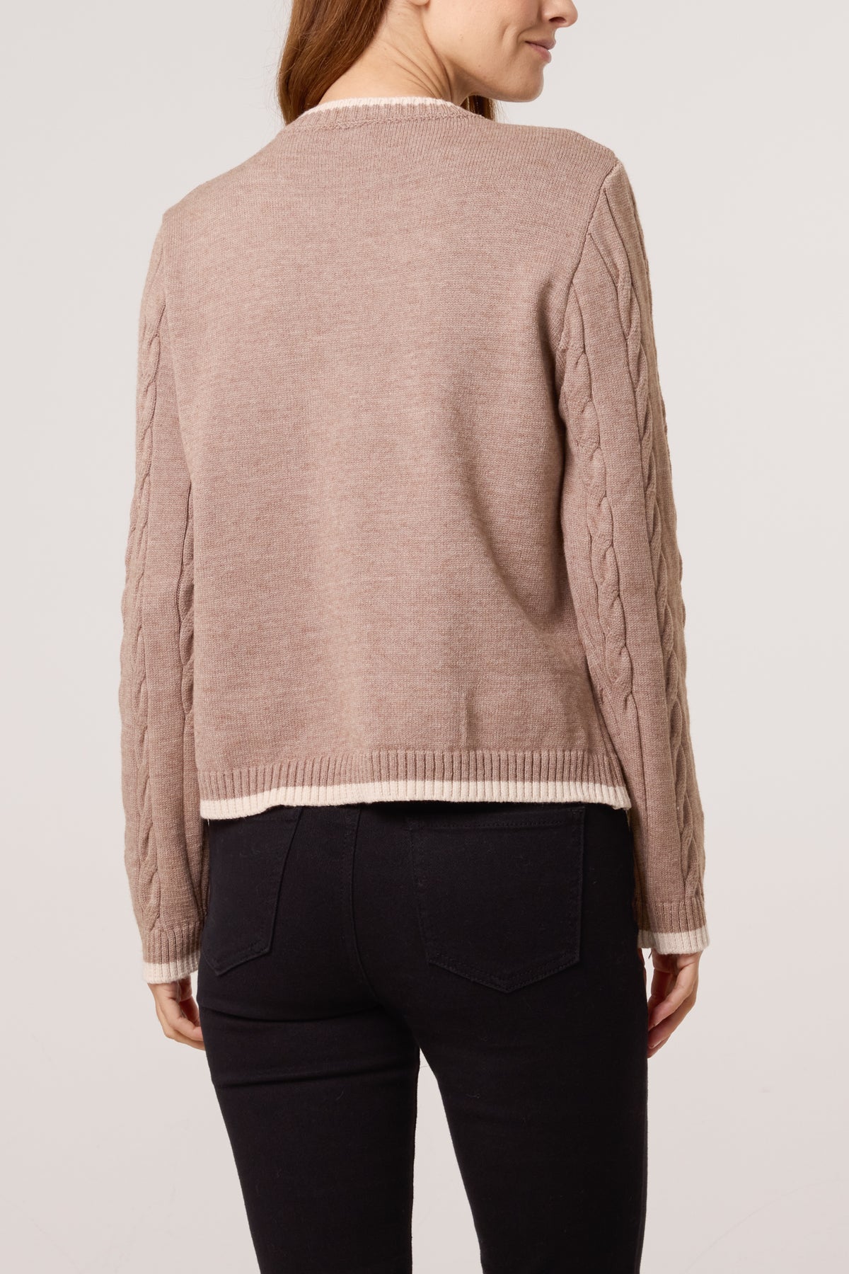 Cable Knit Contrast Border Jumper