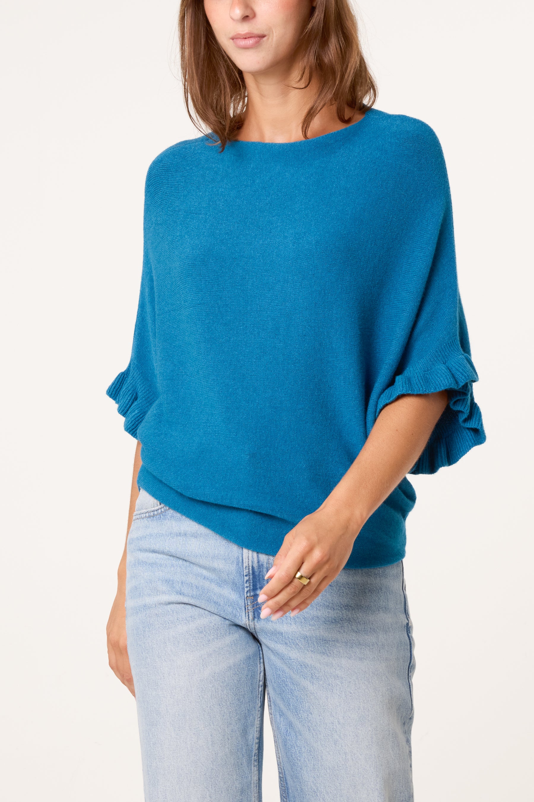 Ruffle Short Sleeve Knit Top