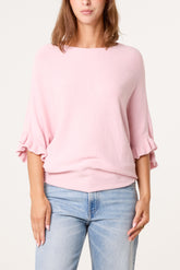 Ruffle Short Sleeve Knit Top