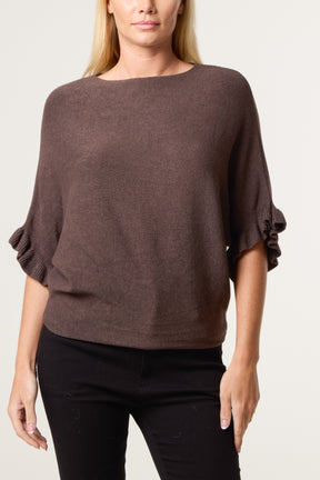 Ruffle Short Sleeve Knit Top