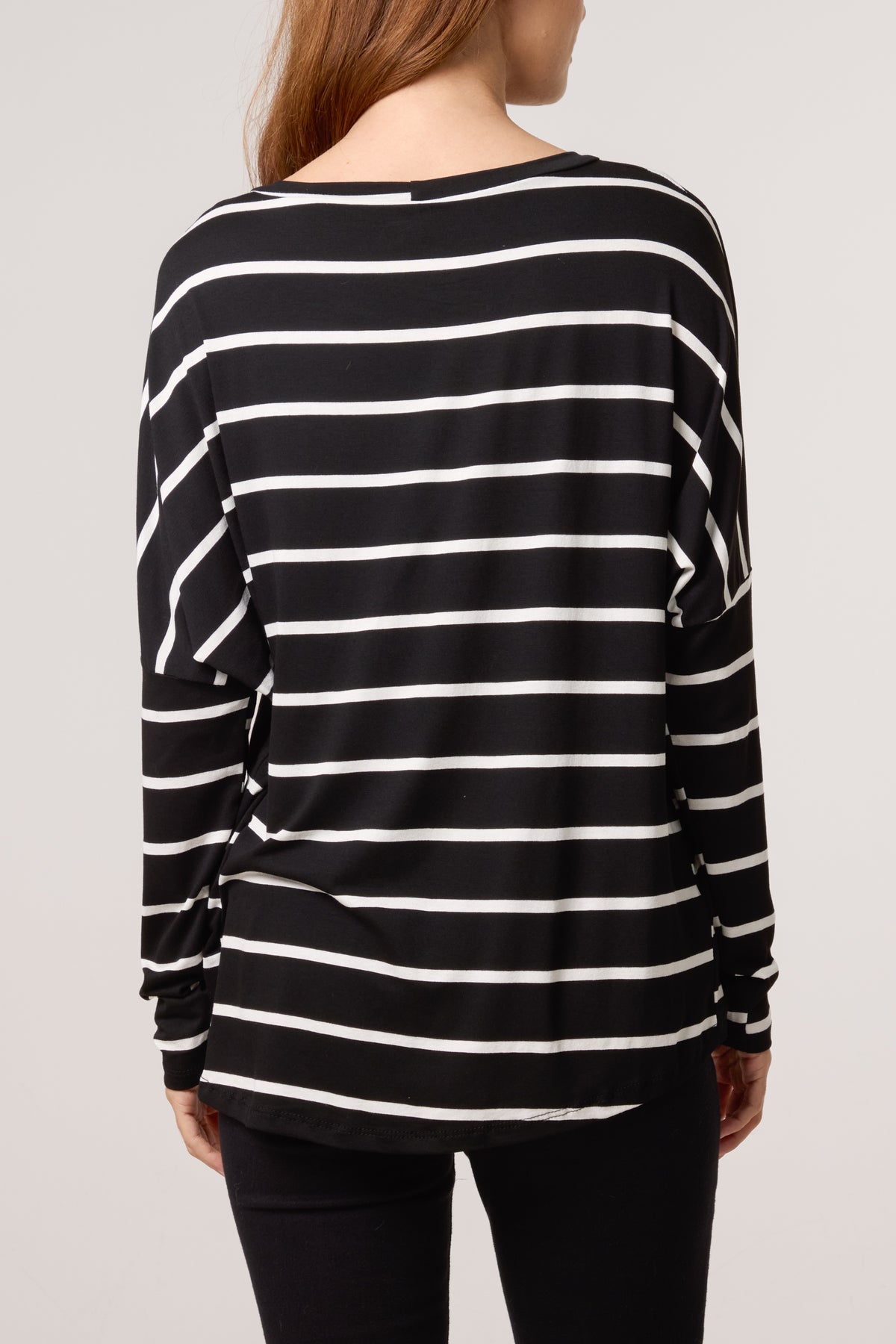 Scoop Neck Long Sleeve Stripe Top