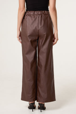 PU Coated Wide Leg Magic Trousers