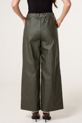 PU Coated Wide Leg Magic Trousers