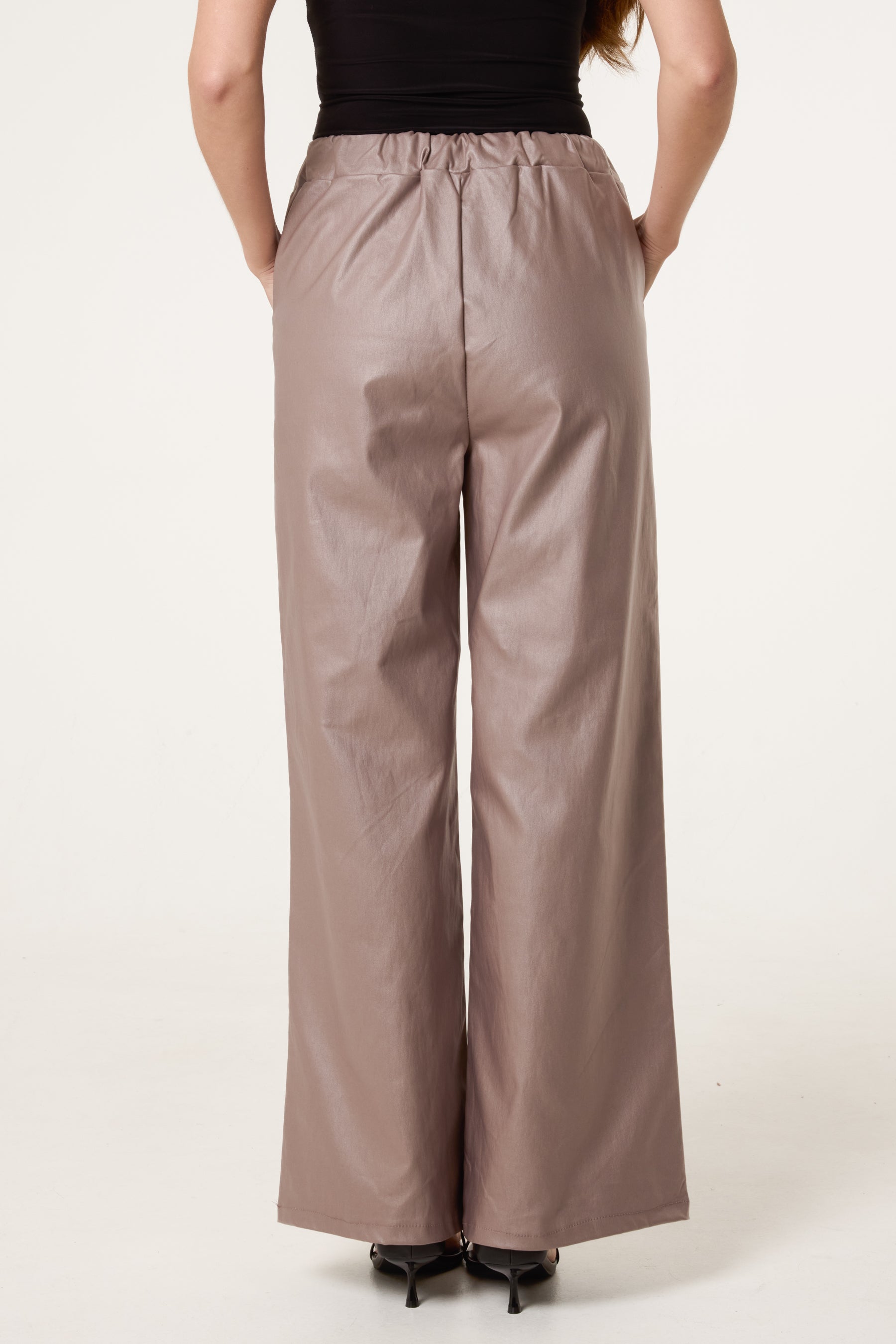 PU Coated Wide Leg Magic Trousers