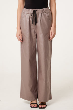 PU Coated Wide Leg Magic Trousers