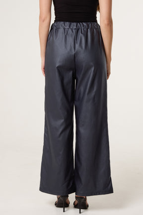 PU Coated Wide Leg Magic Trousers