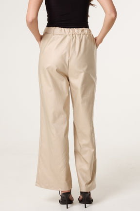 PU Coated Wide Leg Magic Trousers