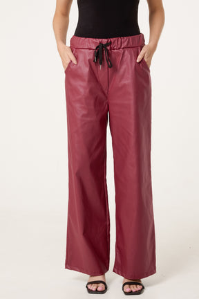 PU Coated Wide Leg Magic Trousers