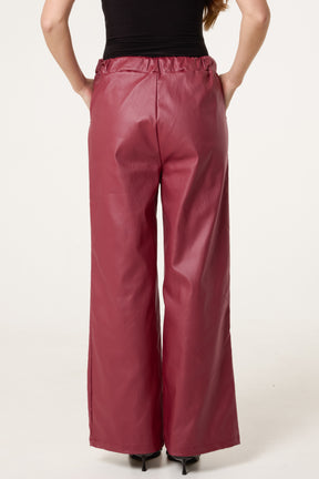 PU Coated Wide Leg Magic Trousers