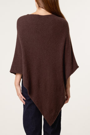 Boat Neck Asymmetric Hem Poncho