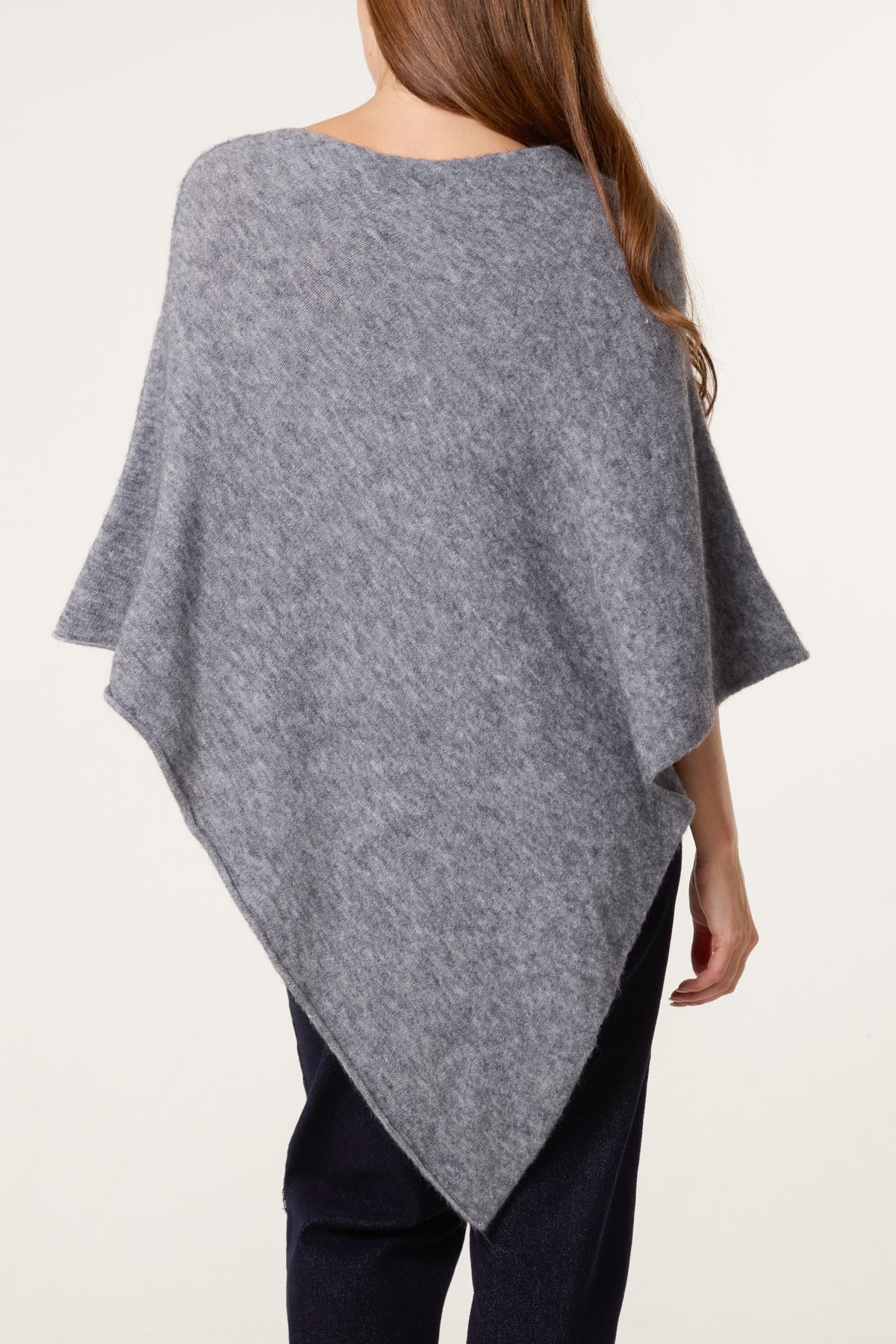 Boat Neck Asymmetric Hem Poncho