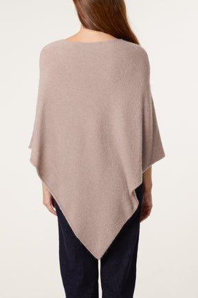 Boat Neck Asymmetric Hem Poncho
