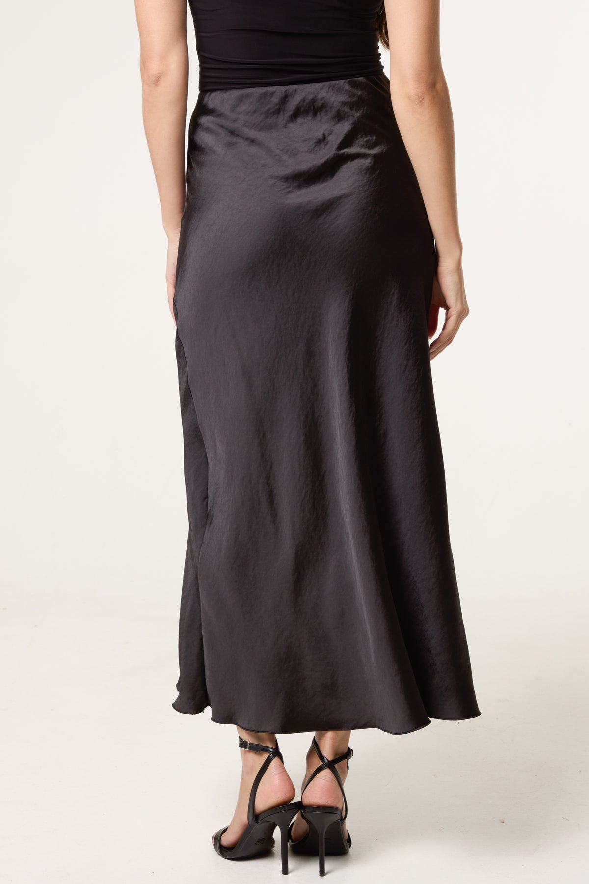 Bias Cut Satin Midi Skirt