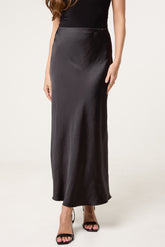 Bias Cut Satin Midi Skirt