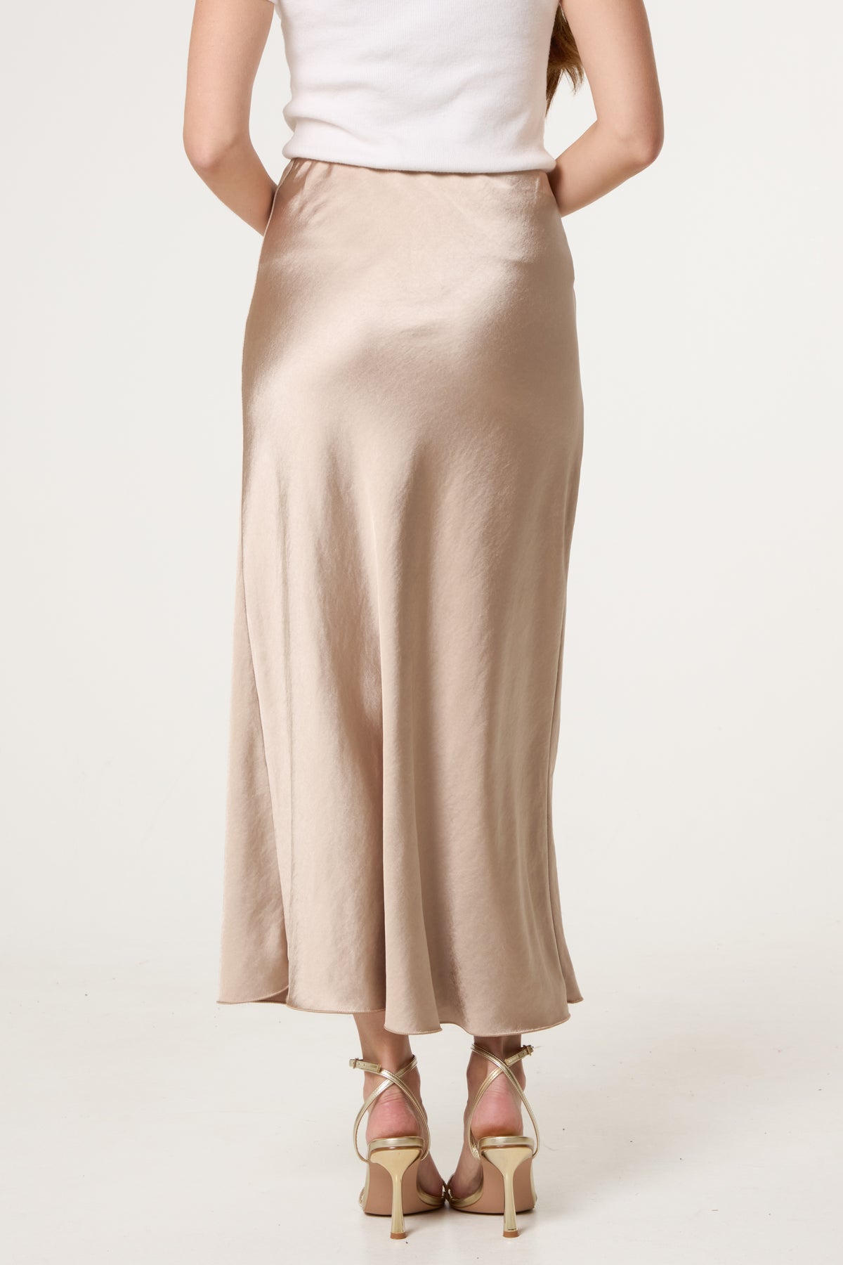 Bias Cut Satin Midi Skirt