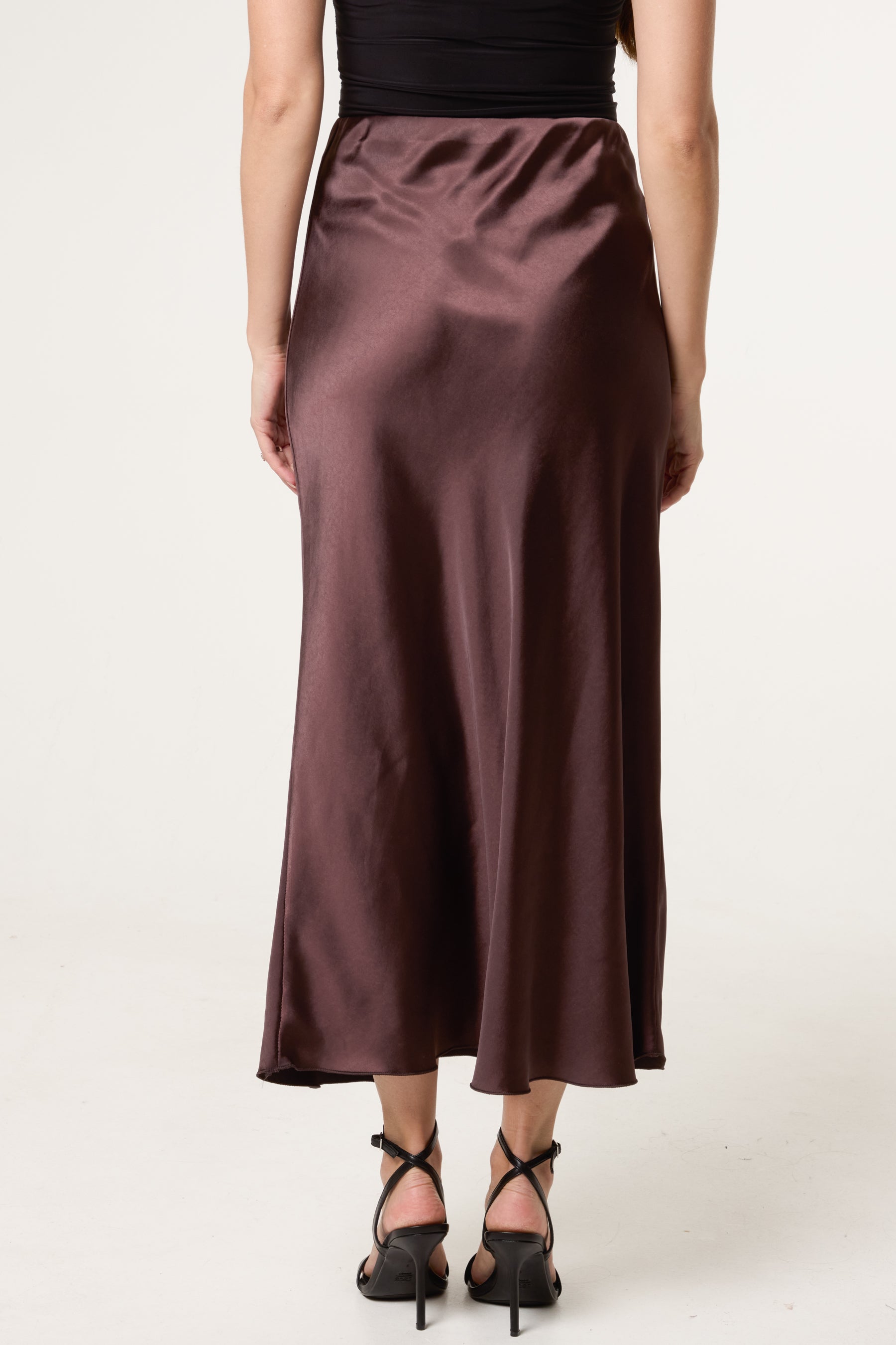 Bias Cut Satin Midi Skirt