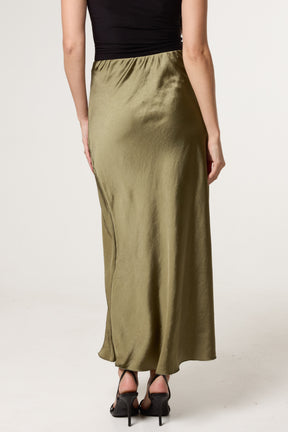 Bias Cut Satin Midi Skirt