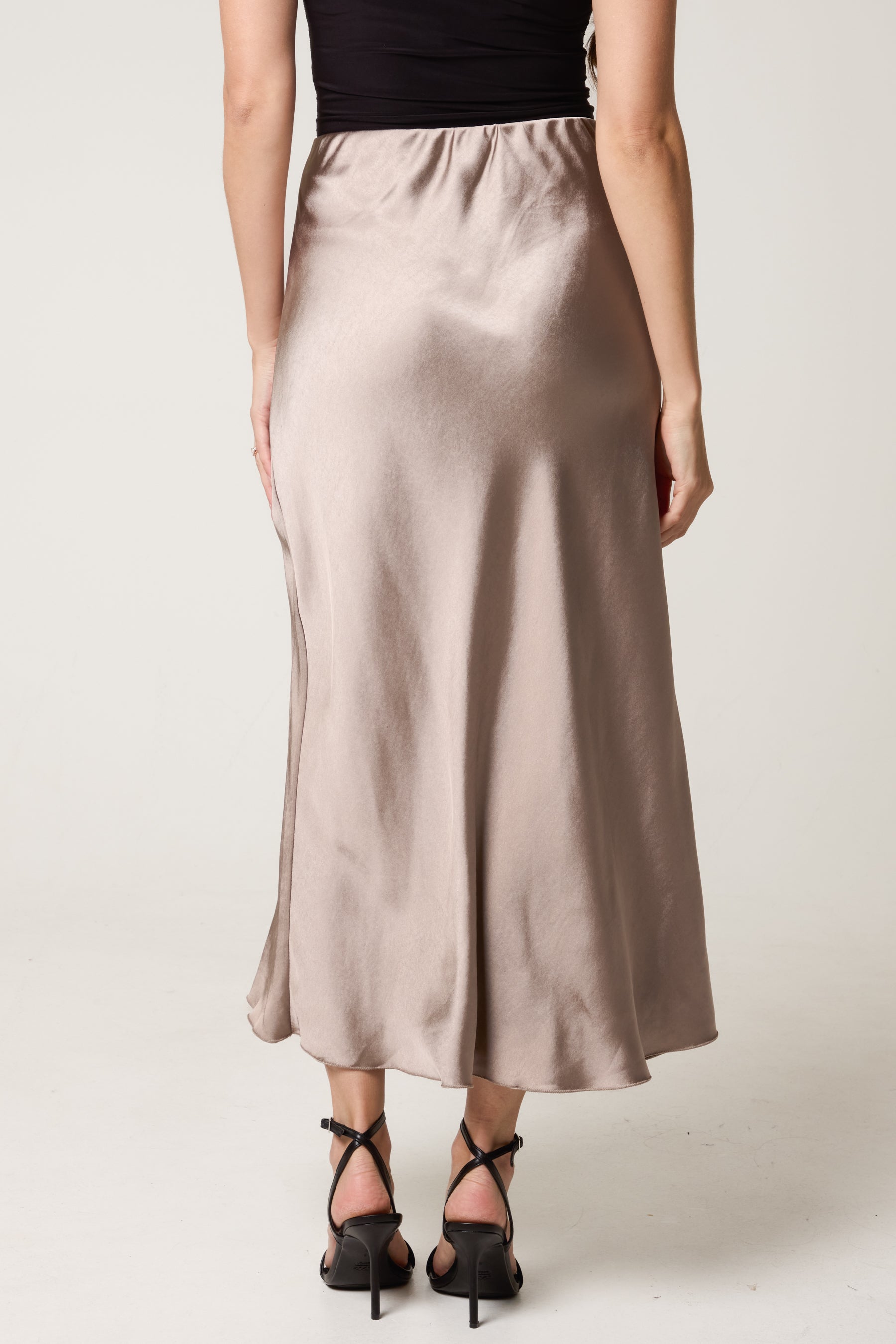 Bias Cut Satin Midi Skirt
