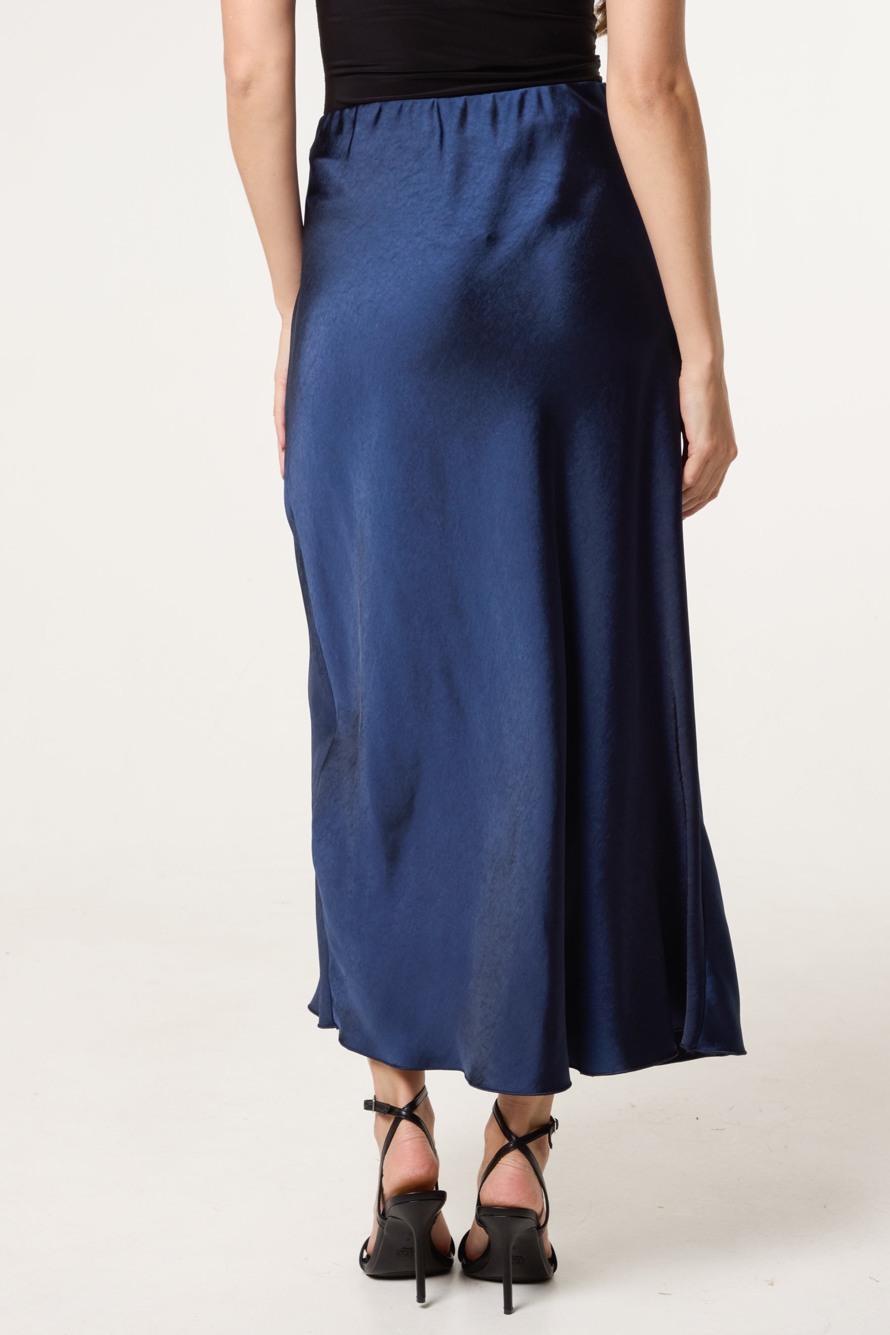 Bias Cut Satin Midi Skirt