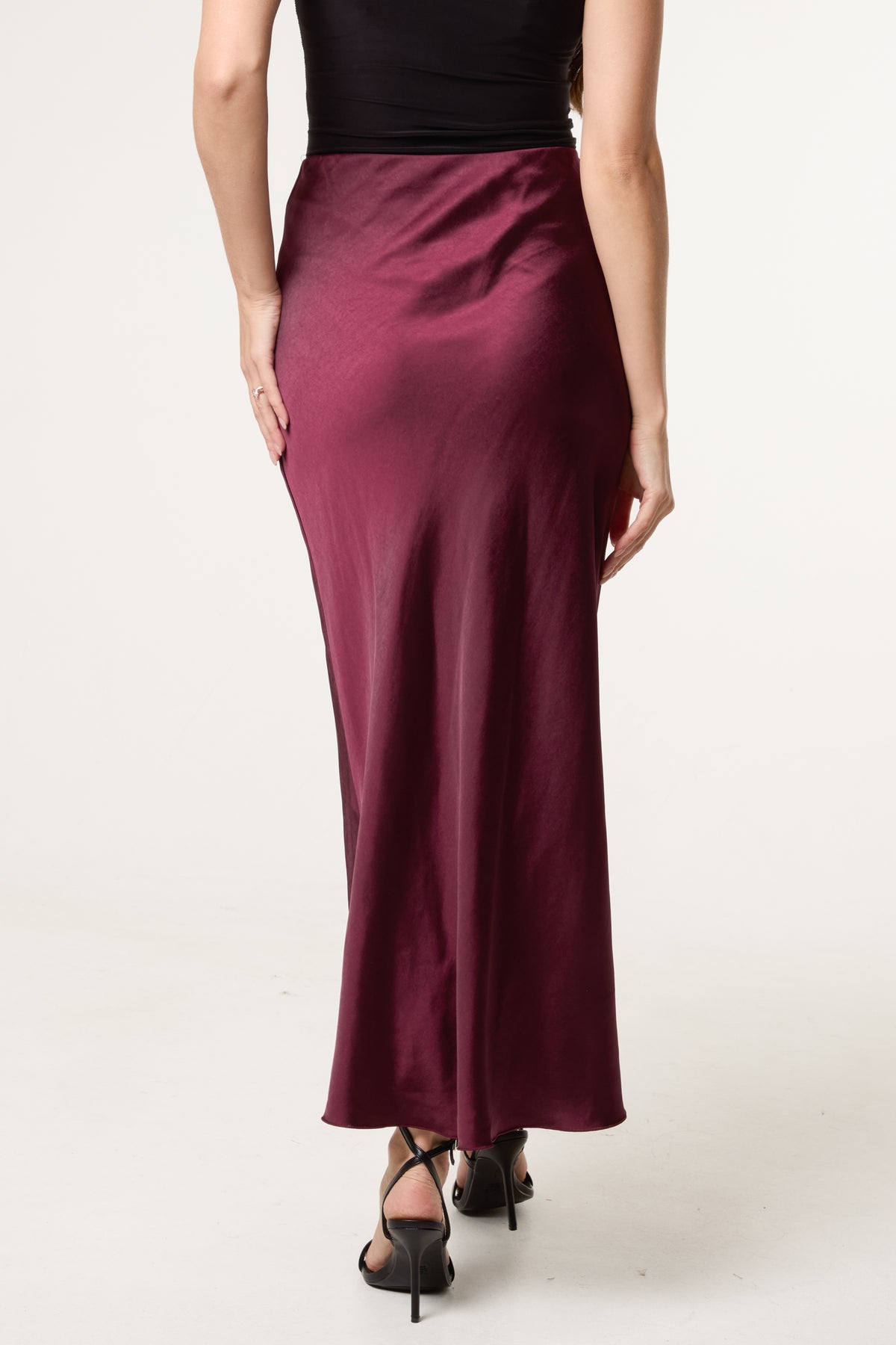 Bias Cut Satin Midi Skirt