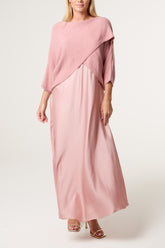 Open Knit Top & Satin Dress Set