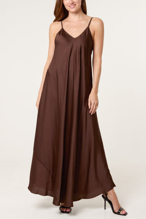 Open Knit Top & Satin Dress Set