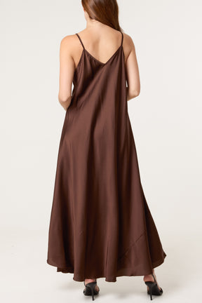 Open Knit Top & Satin Dress Set
