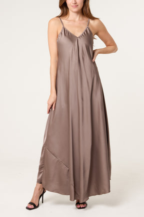 Open Knit Top & Satin Dress Set
