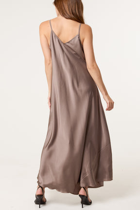 Open Knit Top & Satin Dress Set