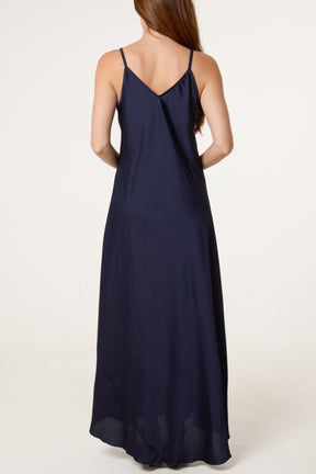 Open Knit Top & Satin Dress Set