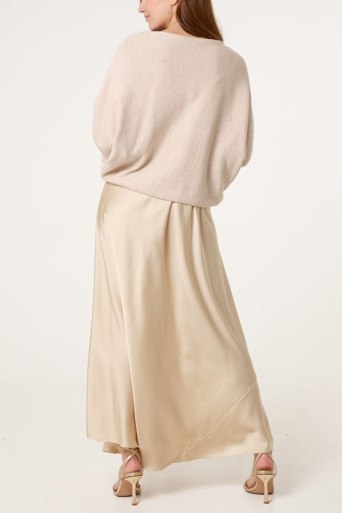 Open Knit Top & Satin Dress Set
