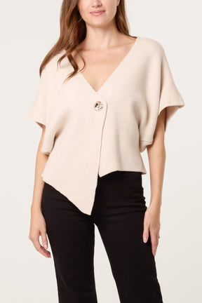Asymmetric Short Sleeve Knit Top