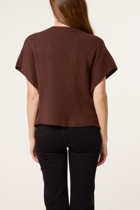 Asymmetric Short Sleeve Knit Top