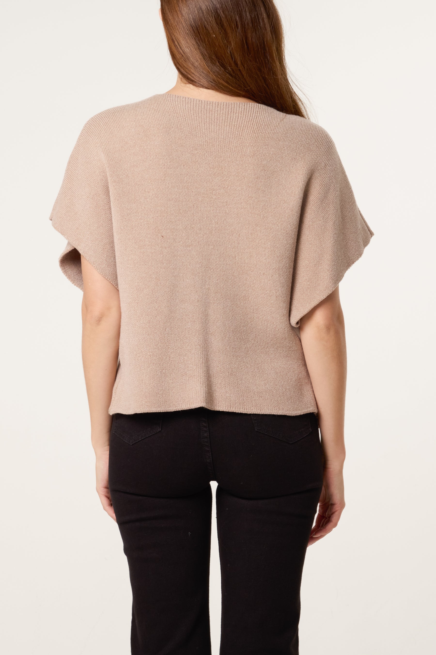 Asymmetric Short Sleeve Knit Top