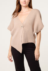 Asymmetric Short Sleeve Knit Top