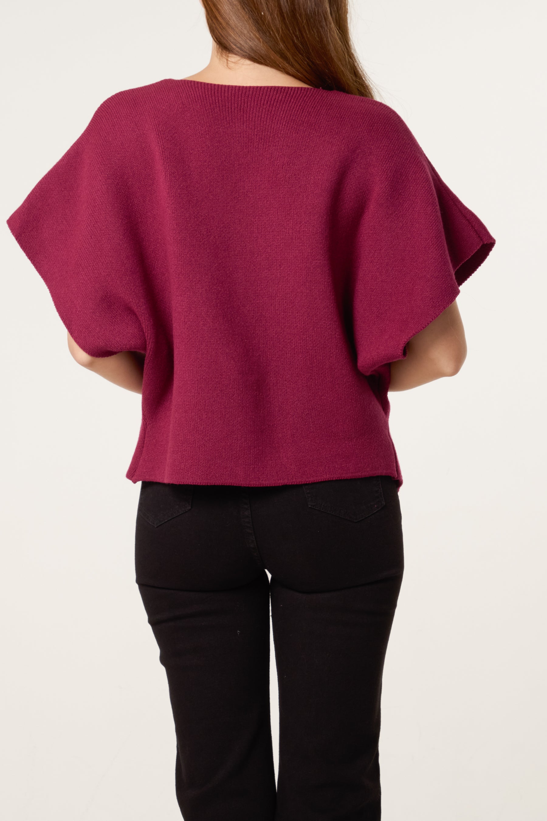 Asymmetric Short Sleeve Knit Top