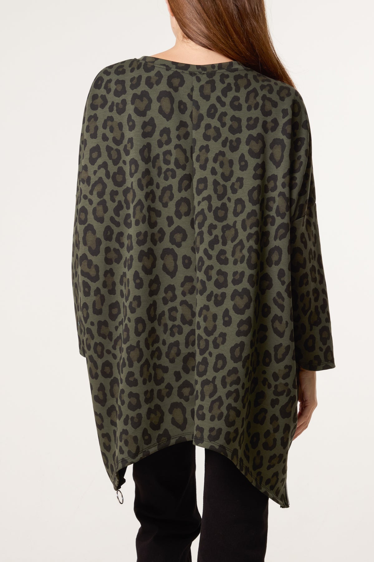 Leopard Print Side Zip Sweatshirt