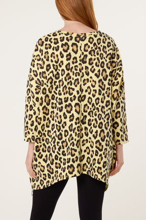 Leopard Print Side Zip Sweatshirt