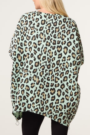 Leopard Print Side Zip Sweatshirt