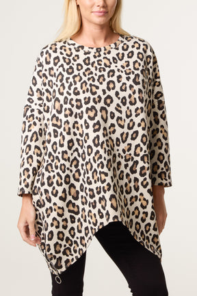 Leopard Print Side Zip Sweatshirt