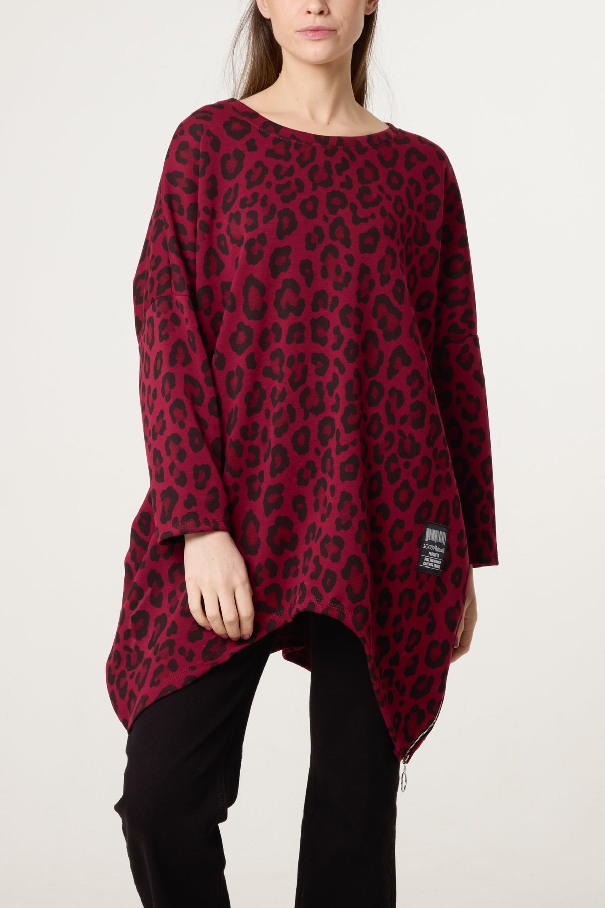 Leopard Print Side Zip Sweatshirt