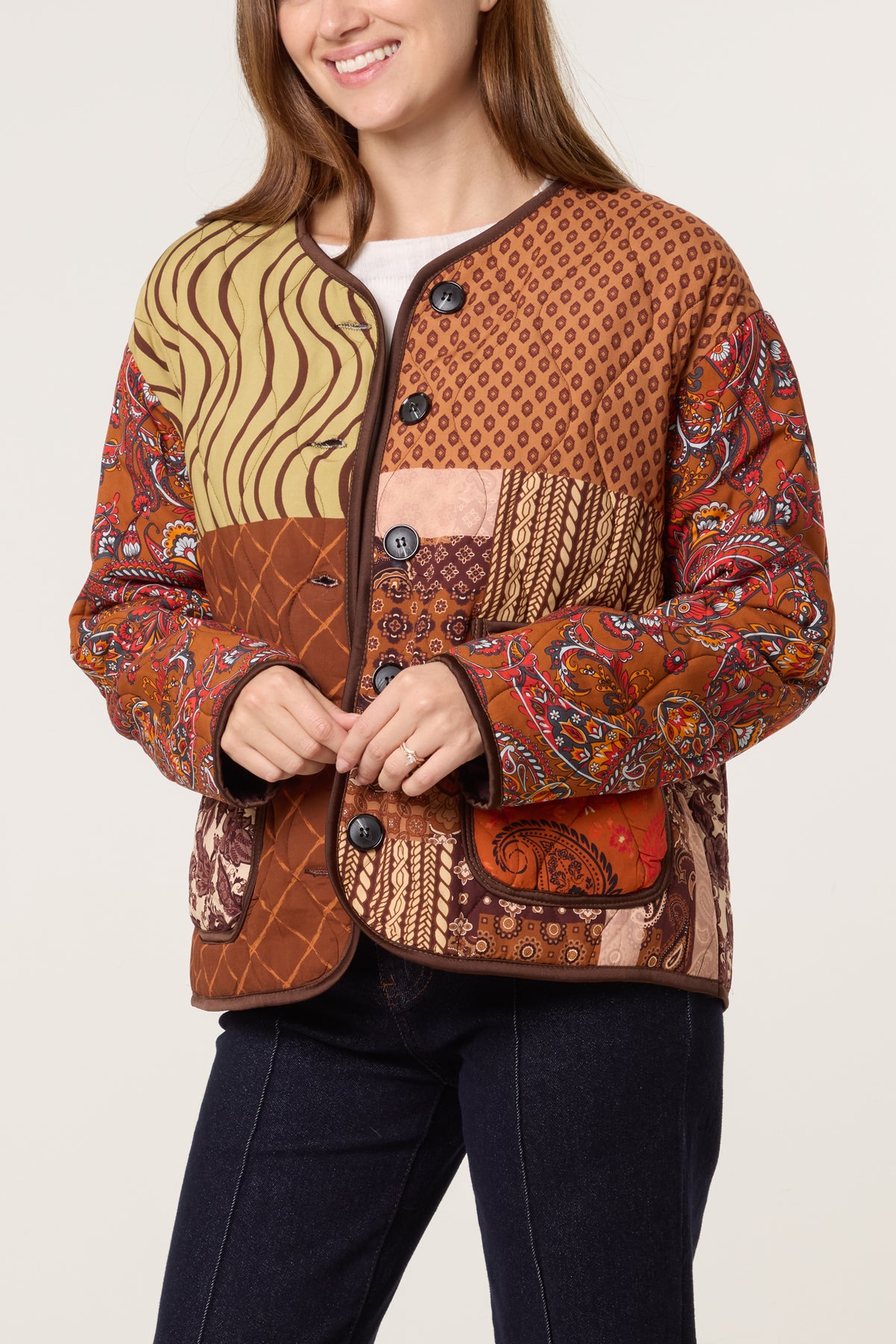 Patchwork Print Quilted Jacket