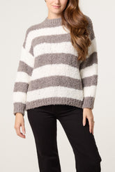 Boucle Striped Wool Blend Jumper