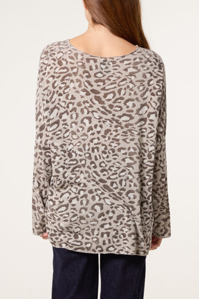 Leopard Print Fine Knit Jumper