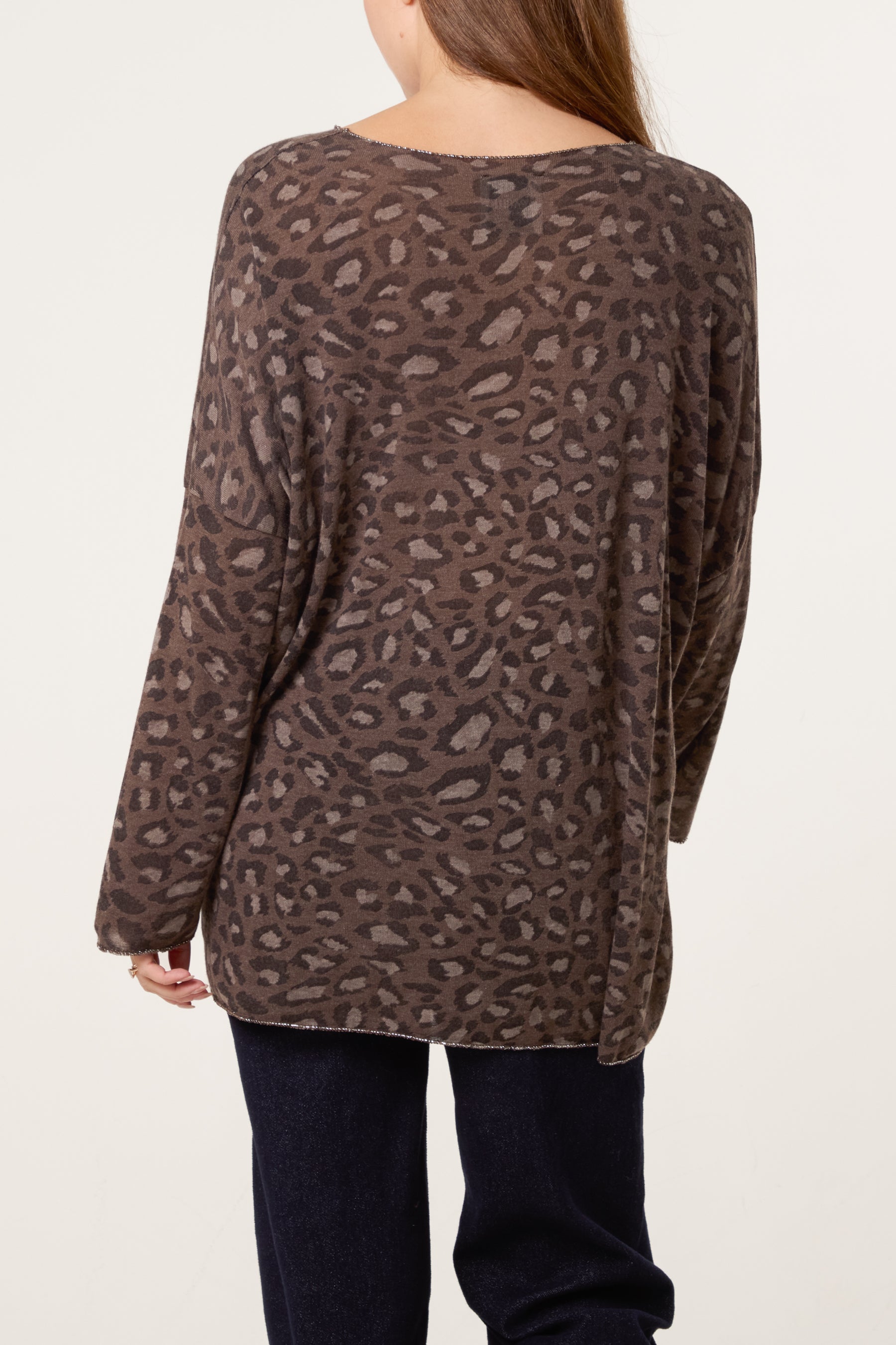 Leopard Print Fine Knit Jumper