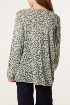 Leopard Print Fine Knit Jumper