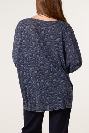 Leopard Print Fine Knit Jumper